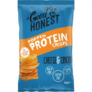 Goodandhonest popped protein crisps cheese onion glutenfree