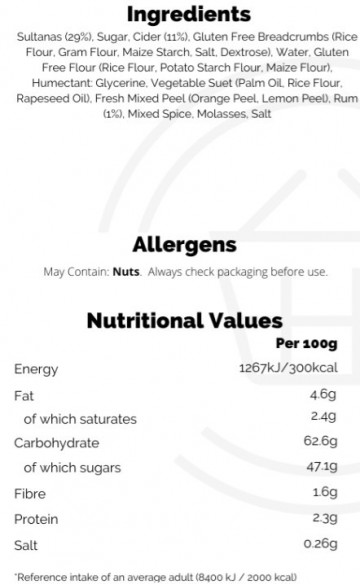 Matthew walker christmas pudding gv 100g ingredients